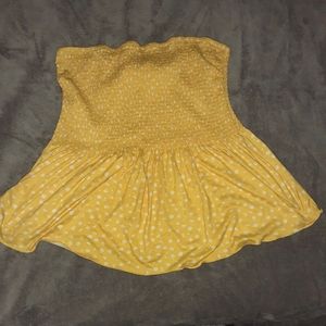 Plus Size Strapless Yellow Floral Peplum Top